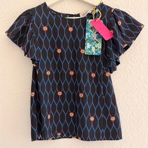 ✨ KENZO x H&M 100% Silk Printed Flutter Sleeve Blouse – NWT ✨